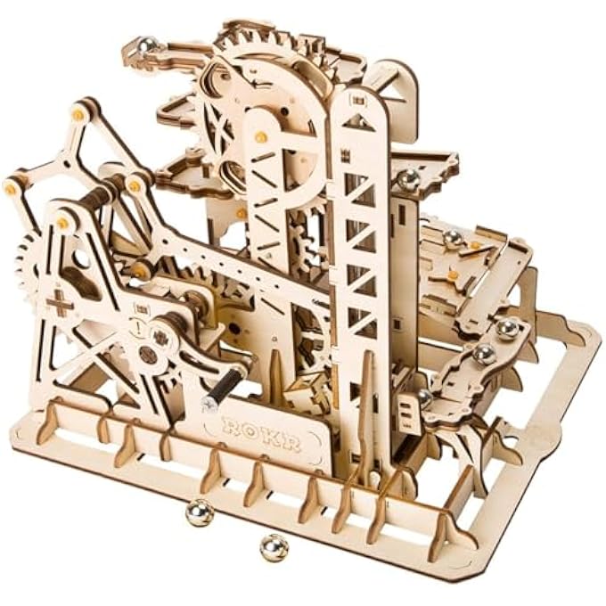 MARBLE RUN 3D WOODEN PUZZLE ROLLER COASTER MECHANICAL MODEL SELF CRAFT DECO EDUCATION GIFT - Image 1